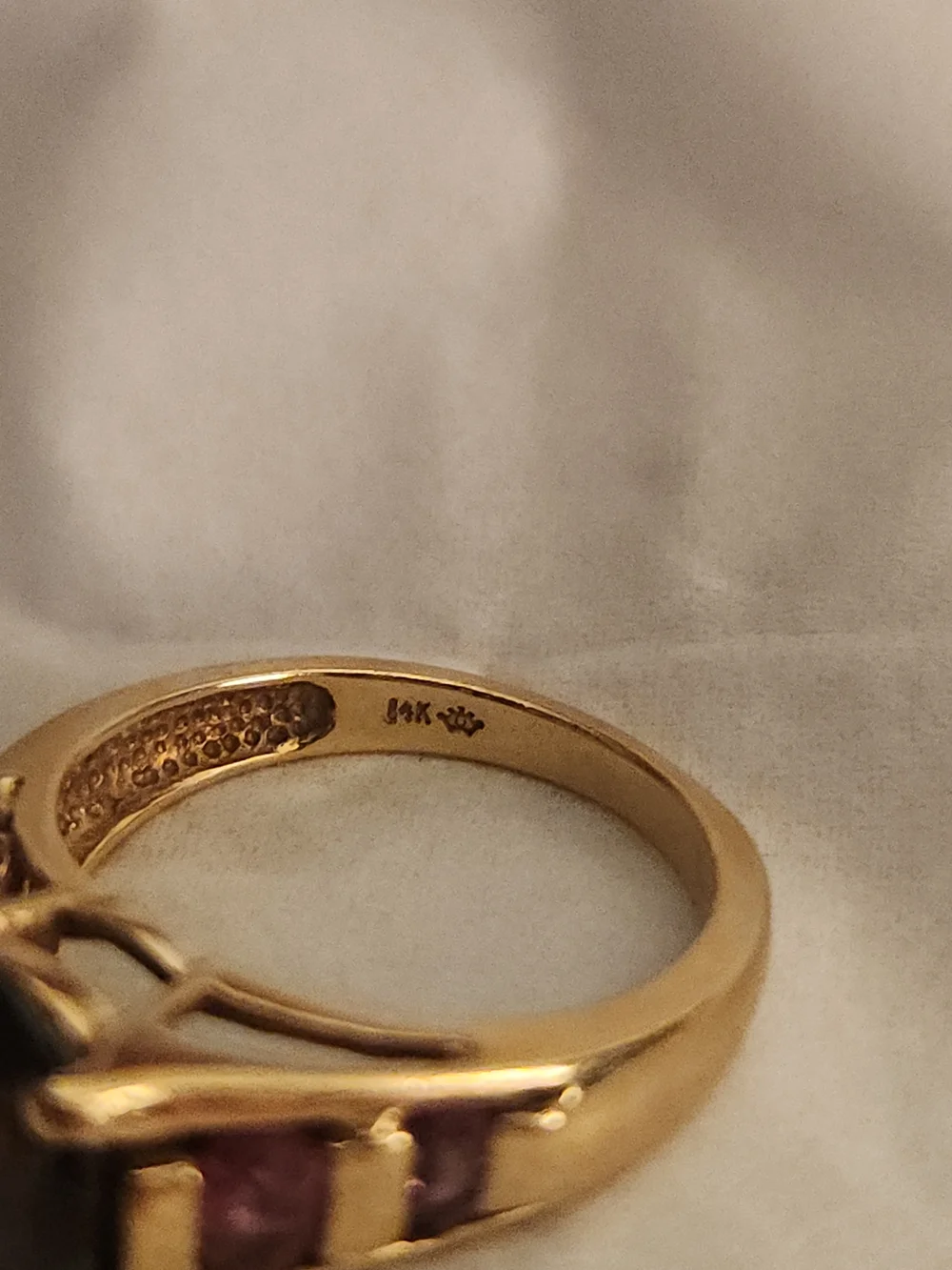 14k Gold 5-stone Purple Tourmalime Vintage Style Ring